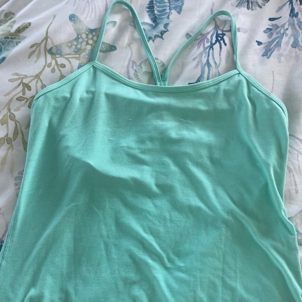 Lululemon Seafoam Green Cotton Workout Spaghetti Strap Top